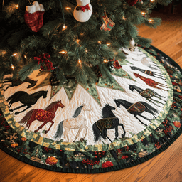 Christmas Horse Gathering Christmas Quilted Tree Skirt Must Have Holiday Merch for Christmas Decor