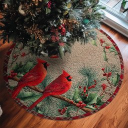 Evergreen Cardinal Quilted Christmas Tree Skirt Christmas Tree Skirt Gift That Brings Joy