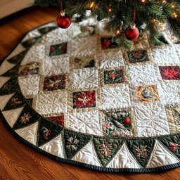 Evergreen Joy Quilted Christmas Tree Skirt Exclusive Holiday Tree Skirt Gift for Families
