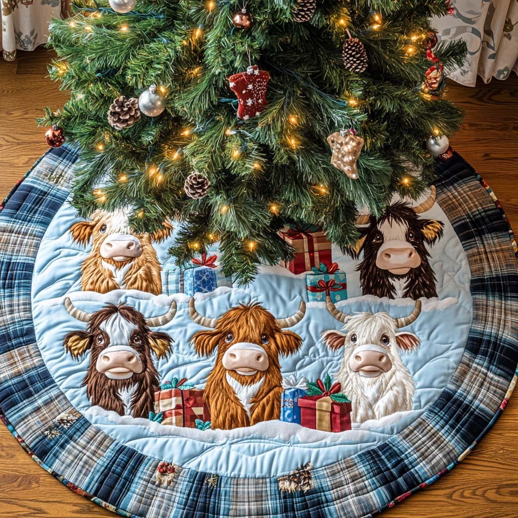 Cozy Farm Holiday Christmas Quilted Tree Skirt Perfect Holiday Gift for Home Decor Lovers