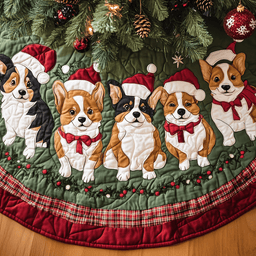 Corgi Wishes Christmas Quilted Tree Skirt Holiday Merch That Completes Your Christmas Setup