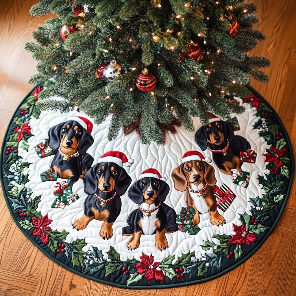 Dashie Dream Christmas Quilted Tree Skirt Warm and Soft Christmas Tree Skirt for Winter