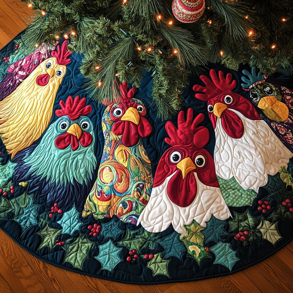 Farmyard Holiday Quilted Christmas Tree Skirt Perfect Merch Gift Tree Skirt for Holiday Season