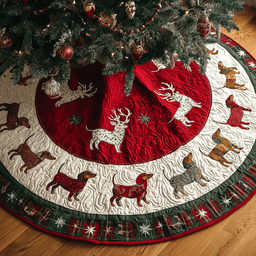 Dachshunds Delight Christmas Quilted Tree Skirt Exclusive Christmas Tree Skirt Merch Collection