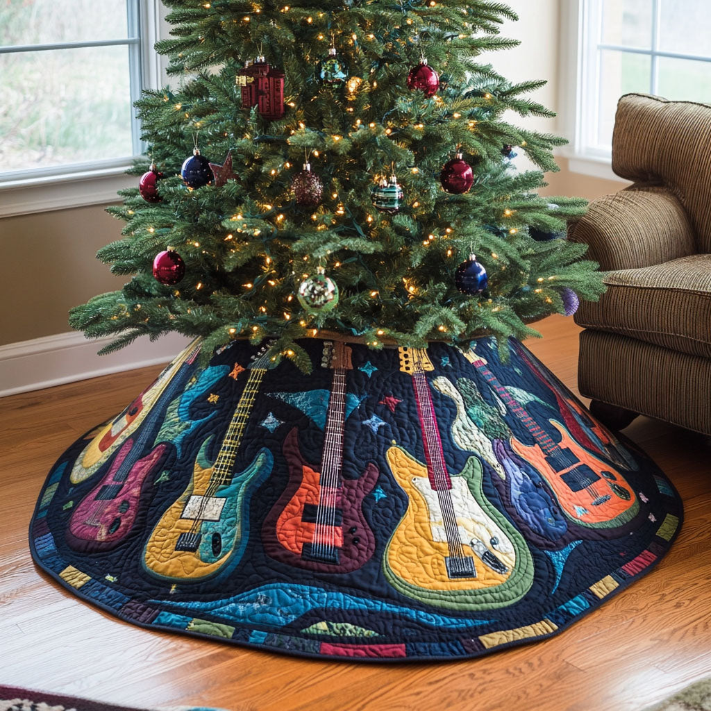 Electric Echo Quilted Christmas Tree Skirt Meaningful Christmas Gift to Warm the Heart