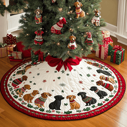 Dachshund Dreams Christmas Quilted Tree Skirt Perfect Merch Gift Tree Skirt for Holiday Season