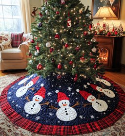 Festive Firs Quilted Christmas Tree Skirt Meaningful Christmas Gift to Warm the Heart