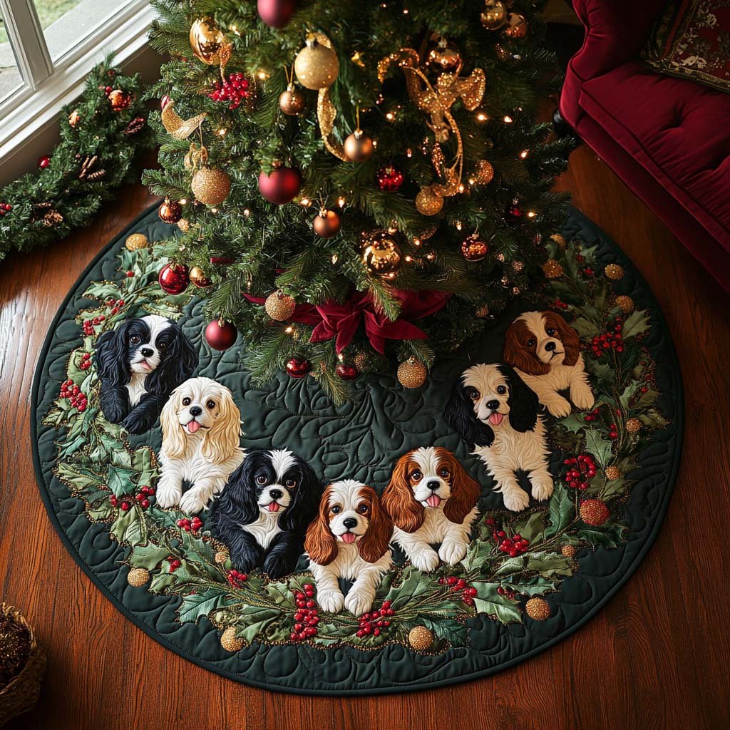 Cozy Cavalier Quilted Christmas Tree Skirt Magical Christmas Tree Skirt to Impress Guests