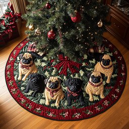 Cozy Pug Christmas Quilted Christmas Tree Skirt Exclusive Christmas Tree Skirt Merch Collection