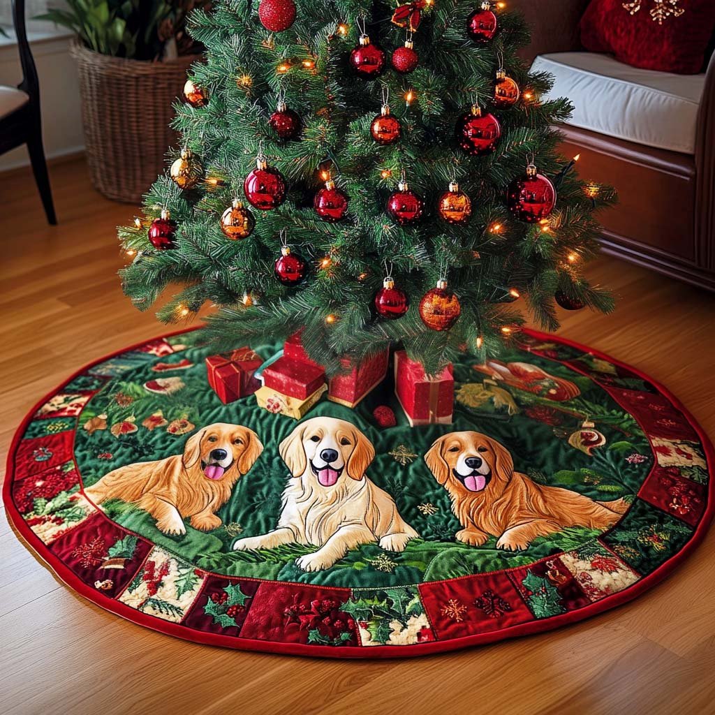 Faithful Friend Christmas Quilted Tree Skirt Seasonal Gift Merch for Festive Homes