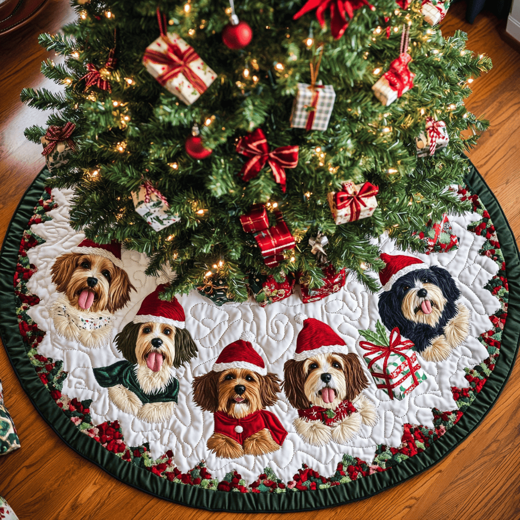 Christmas Yorkshire Christmas Quilted Tree Skirt Popular Gift Merch for Christmas Enthusiasts