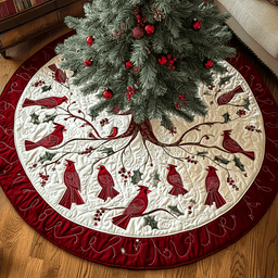 Evergreen Perch Christmas Quilted Tree Skirt Must Have Holiday Merch for Christmas Decor