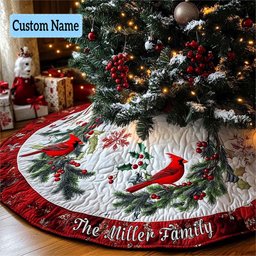 Festive Foliage Personalized Custom Quilted Christmas Tree Skirt Meaningful Christmas Gift to Warm the Heart