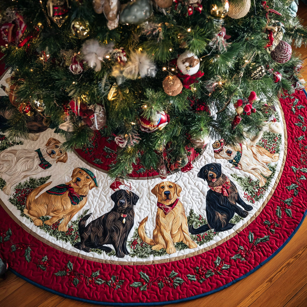 Festive Labrador Retriever Quilted Christmas Tree Skirt Perfect Holiday Gift for Home Decor Lovers