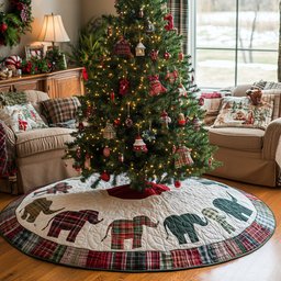 Jolly Trunks Quilted Christmas Tree Skirt Perfect Holiday Gift for Home Decor Lovers