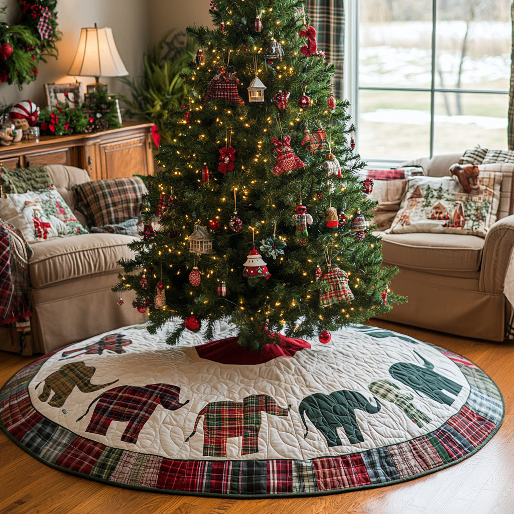 Jolly Trunks Quilted Christmas Tree Skirt Perfect Holiday Gift for Home Decor Lovers