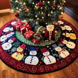 Icy Charm Christmas Quilted Tree Skirt Lovely Gift Merch for a Festive Home