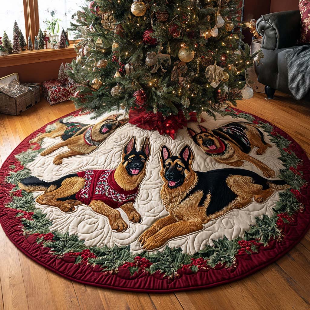 Holiday Watcher Quilted Christmas Tree Skirt Custom Christmas Tree Skirt Merch for Your Family