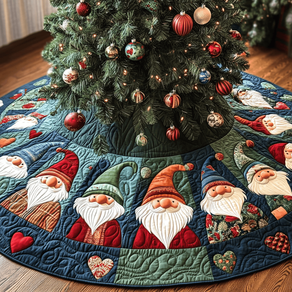 Jolly Round Christmas Quilted Tree Skirt Luxury Christmas Tree Skirt for Elegant Homes