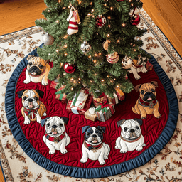 French Bulldog Noel Christmas Quilted Tree Skirt Magical Christmas Tree Skirt to Impress Guests