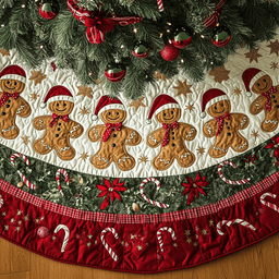 Frosted Ginger Wonderland Christmas Quilted Tree Skirt Cozy Holiday Tree Skirt to Brighten Your Home
