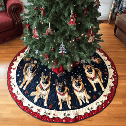 German Shepherd Christmas Charm Christmas Quilted Tree Skirt Charming Tree Skirt for Family Gatherings