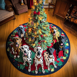 Great Dane Winter Wishes Christmas Quilted Tree Skirt Seasonal Gift Merch for Festive Homes