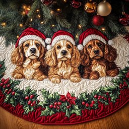 Friendly Spaniel Quilted Christmas Tree Skirt Exclusive Christmas Tree Skirt Merch Collection