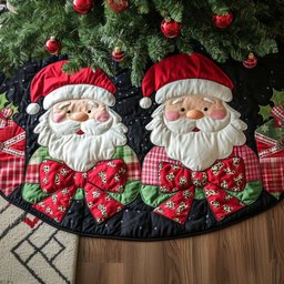 Golden Night Christmas Quilted Tree Skirt Perfect Holiday Gift for Home Decor Lovers