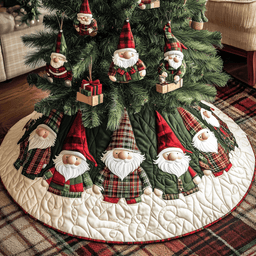 Gnome Christmas Spirit Christmas Quilted Tree Skirt Adorable Holiday Tree Skirt for Cozy Spaces