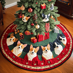 Holly Jolly Corgis Chritstmas Quilted Tree Skirt Thoughtful Christmas Tree Skirt Gift Idea