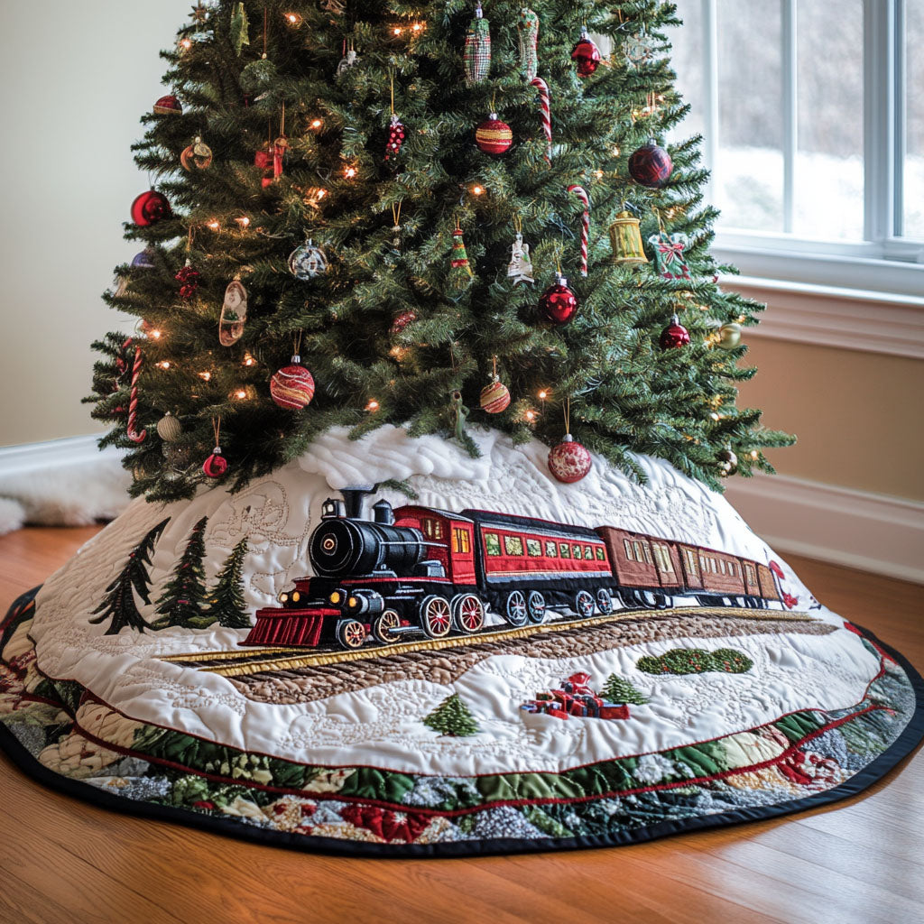Golden Serenity Quilted Christmas Tree Skirt Trending Christmas Tree Skirt Merch 2025