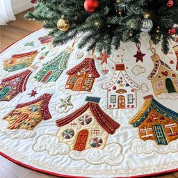 Holiday Hearth Christmas Quilted Tree Skirt Meaningful Christmas Gift to Warm the Heart