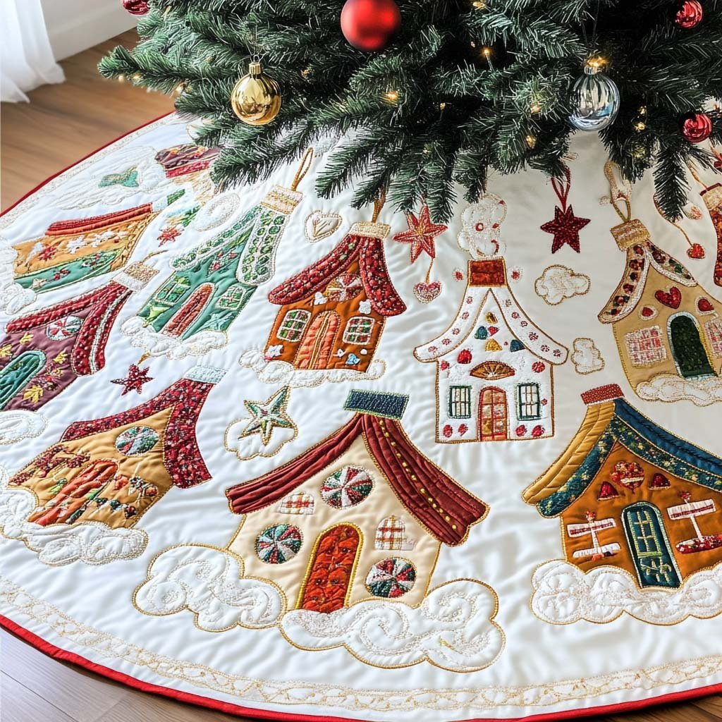 Holiday Hearth Christmas Quilted Tree Skirt Meaningful Christmas Gift to Warm the Heart