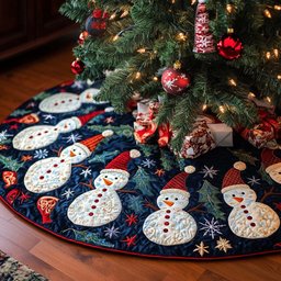 Icy Delight Christmas Quilted Tree Skirt Seasonal Gift Merch for Festive Homes