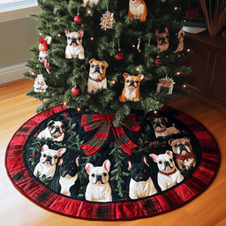 Frenchie Christmas Quilted Christmas Tree Skirt Exclusive Christmas Tree Skirt Merch Collection