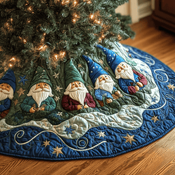 Gnome Magic Quilted Christmas Tree Skirt Perfect Holiday Gift for Home Decor Lovers