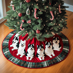 Husky Christmas Magic Quilted Christmas Tree Skirt Special Holiday Tree Skirt Gift for Newlyweds