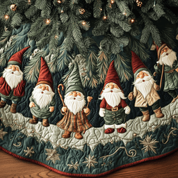 Holiday Harmony Quilted Christmas Tree Skirt Charming Tree Skirt for Family Gatherings