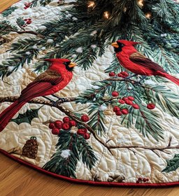 Frosty Nightfall Quilted Christmas Tree Skirt Holiday Merch That Completes Your Christmas Setup