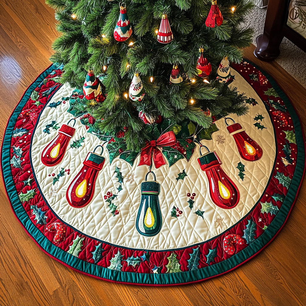 Glowing Garland Christmas Quilted Tree Skirt Meaningful Christmas Gift to Warm the Heart