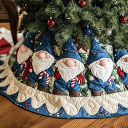 Gnome Christmas Spirit Quilted Christmas Tree Skirt Exclusive Christmas Tree Skirt Merch Collection