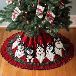 Holiday Husky Spirit Quilted Christmas Tree Skirt Christmas Tree Skirt Gift That Brings Joy
