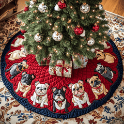 French Bulldog Xmas Joy Christmas Quilted Tree Skirt Thoughtful Christmas Tree Skirt Gift Idea