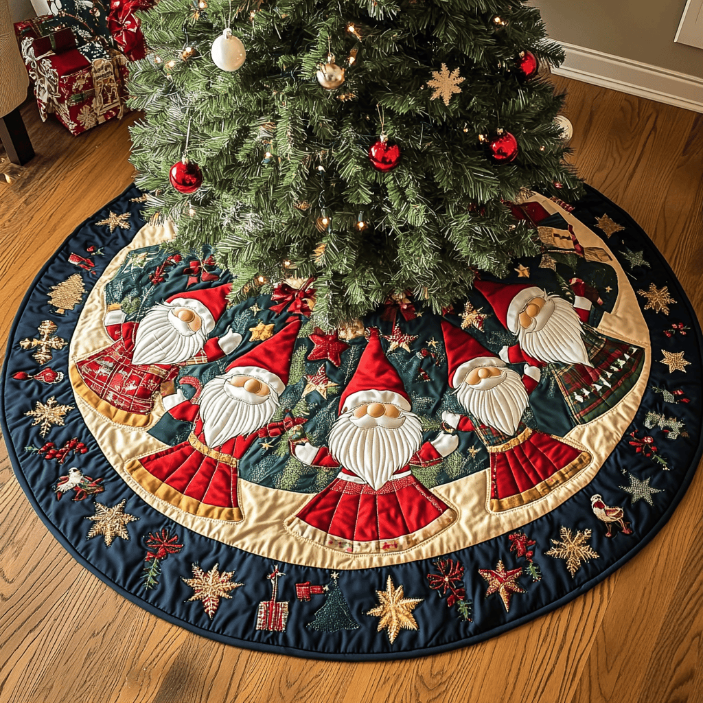 Frosty Fir Magic Christmas Quilted Tree Skirt Heartwarming Christmas Tree Skirt Gift for Loved Ones Warm and Soft Christmas Tree Skirt for Winter