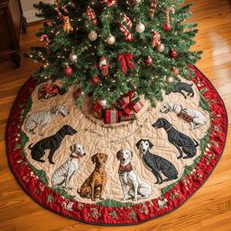 Greyhound Joy Christmas Quilted Tree Skirt Christmas Tree Skirt Gift That Brings Joy