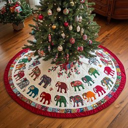 Holiday Parade Christmas Quilted Tree Skirt Perfect Merch Gift Tree Skirt for Holiday Season