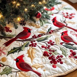 Holly Harmony Christmas Quilted Tree Skirt Exclusive Christmas Tree Skirt Merch Collection