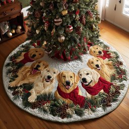Golden Retriever Joy Quilted Christmas Tree Skirt Christmas Tree Skirt Gift That Brings Joy Exclusive Holiday Tree Skirt Gift for Families