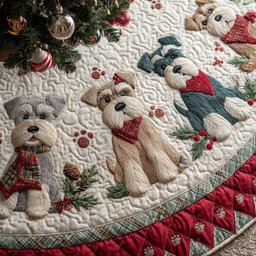 Snowy Schnauzer Quilted Christmas Tree Skirt Perfect Tree Skirt Gift for Mom or Grandma Perfect Holiday Gift for Home Decor Lovers